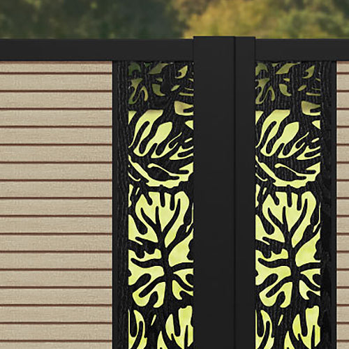 Hudson Botanic Straight Top Driveway Gate - Light Oak - Middle & End Screen