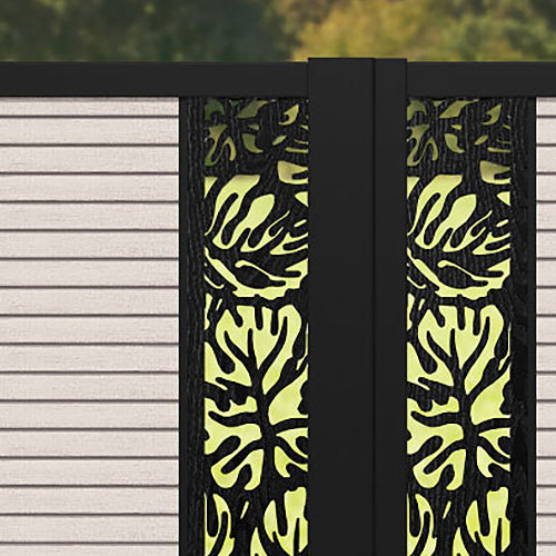 Hudson Botanic Straight Top Driveway Gate - Mid Stone - Middle Screen