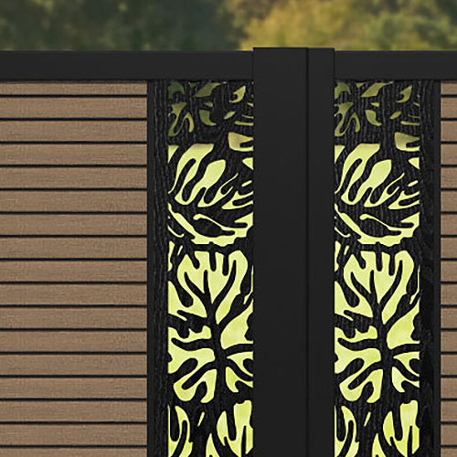 Hudson Botanic Straight Top Driveway Gate - Teak - Middle & End Screen