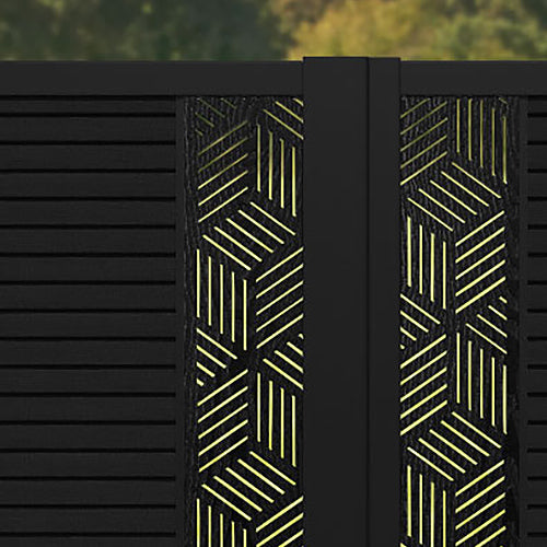Hudson Cubed Straight Top Driveway Gate - Black - Middle & End Screen