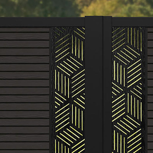 Hudson Cubed Straight Top Driveway Gate - Dark Oak - Middle & End Screen