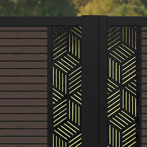 Hudson Cubed Straight Top Driveway Gate - Mid Brown - Middle & End Screen