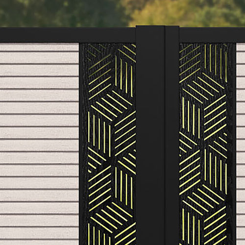 Hudson Cubed Straight Top Driveway Gate - Mid Stone - Middle Screen