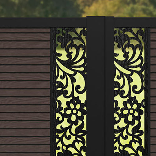 Hudson Eden Straight Top Driveway Gate - Mid Brown - Middle & End Screen