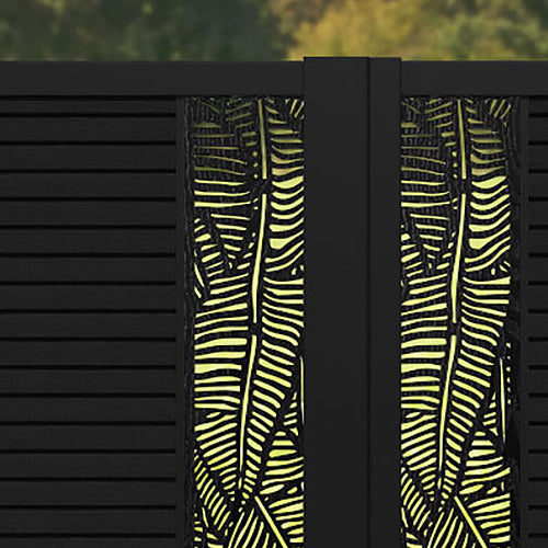 Hudson Feather Straight Top Driveway Gate - Black - Middle & End Screen