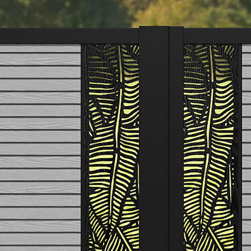 Hudson Feather Straight Top Driveway Gate - Light Grey - Middle & End Screen