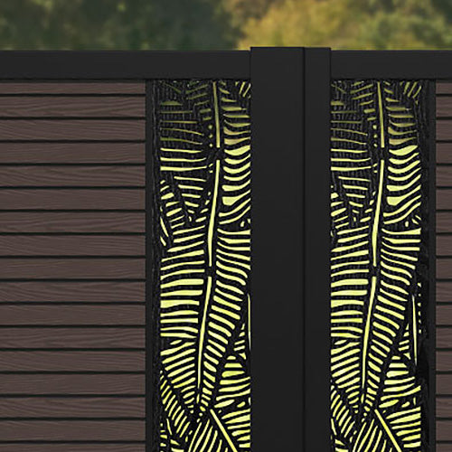 Hudson Feather Straight Top Driveway Gate - Mid Brown - Middle & End Screen