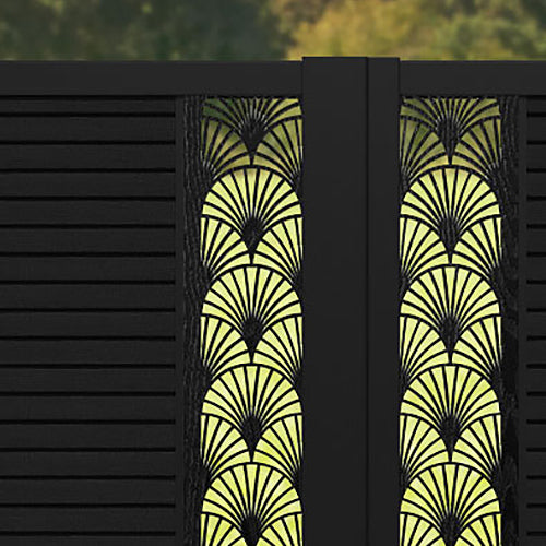 Hudson Laurel Straight Top Driveway Gate - Black - Middle & End Screen