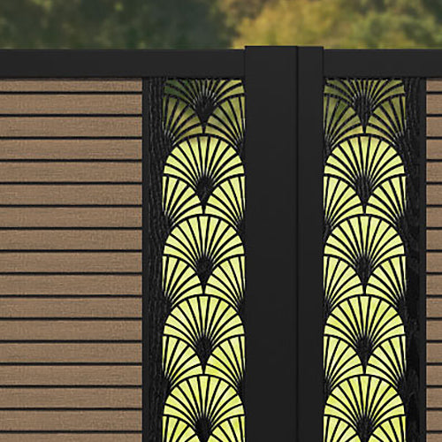 Hudson Laurel Straight Top Driveway Gate - Teak - Middle Screen