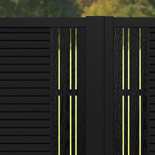 Hudson Linea Straight Top Driveway Gate - Black - Middle Screen