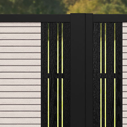 Hudson Linea Straight Top Driveway Gate - Mid Stone - Middle & End Screen