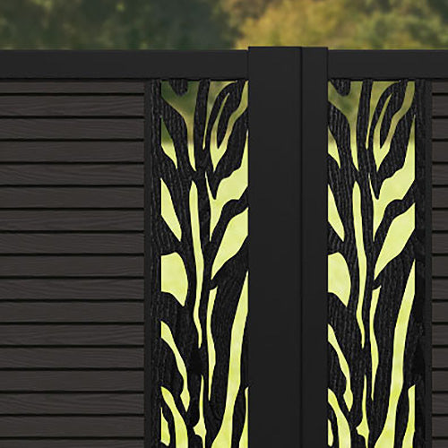 Hudson Malawi Straight Top Driveway Gate - Dark Oak - Middle & End Screen