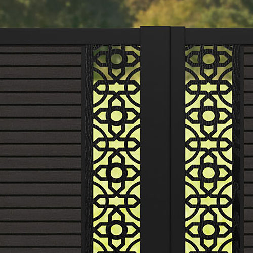 Hudson Nabila Straight Top Driveway Gate - Dark Oak - Middle & End Screen