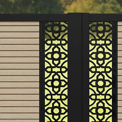 Hudson Nabila Straight Top Driveway Gate - Light Oak - Middle & End Screen