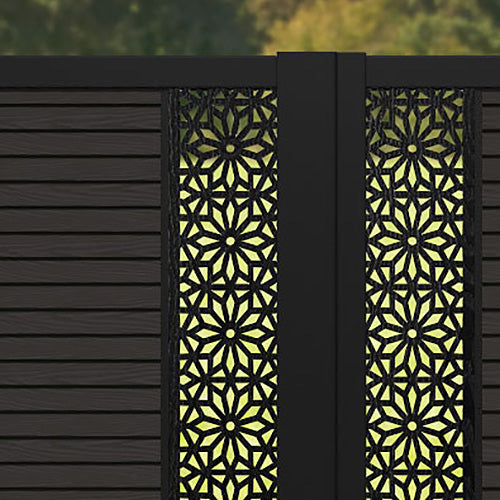 Hudson Narwa Straight Top Driveway Gate - Dark Oak - Middle & End Screen