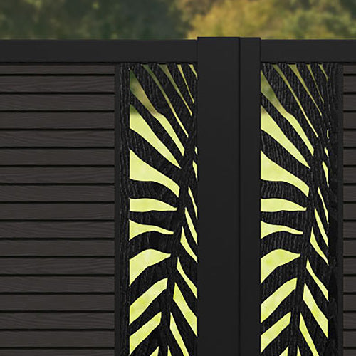 Hudson Palm Straight Top Driveway Gate - Dark Oak - Middle & End Screen