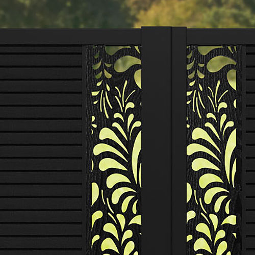 Hudson Petal Straight Top Driveway Gate - Black - Middle & End Screen