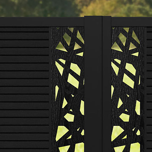 Hudson Prism Straight Top Driveway Gate - Black - Middle & End Screen