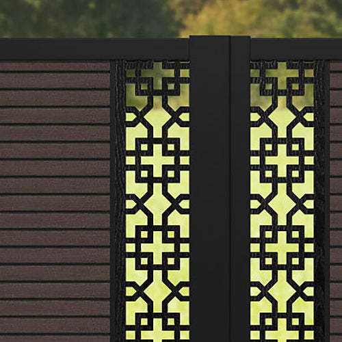 Hudson Zaria Straight Top Driveway Gate - Mid Brown - Middle & End Screen