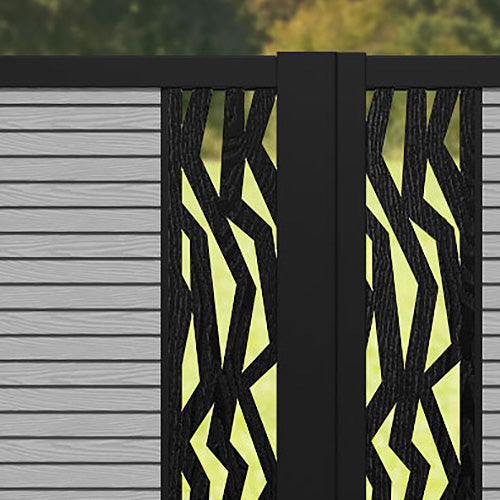 Hudson Zenith Straight Top Driveway Gate - Light Grey - Middle & End Screen