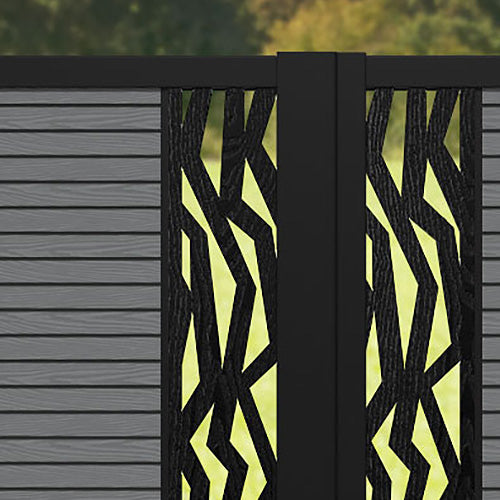 Hudson Zenith Straight Top Driveway Gate - Mid Grey - Middle & End Screen