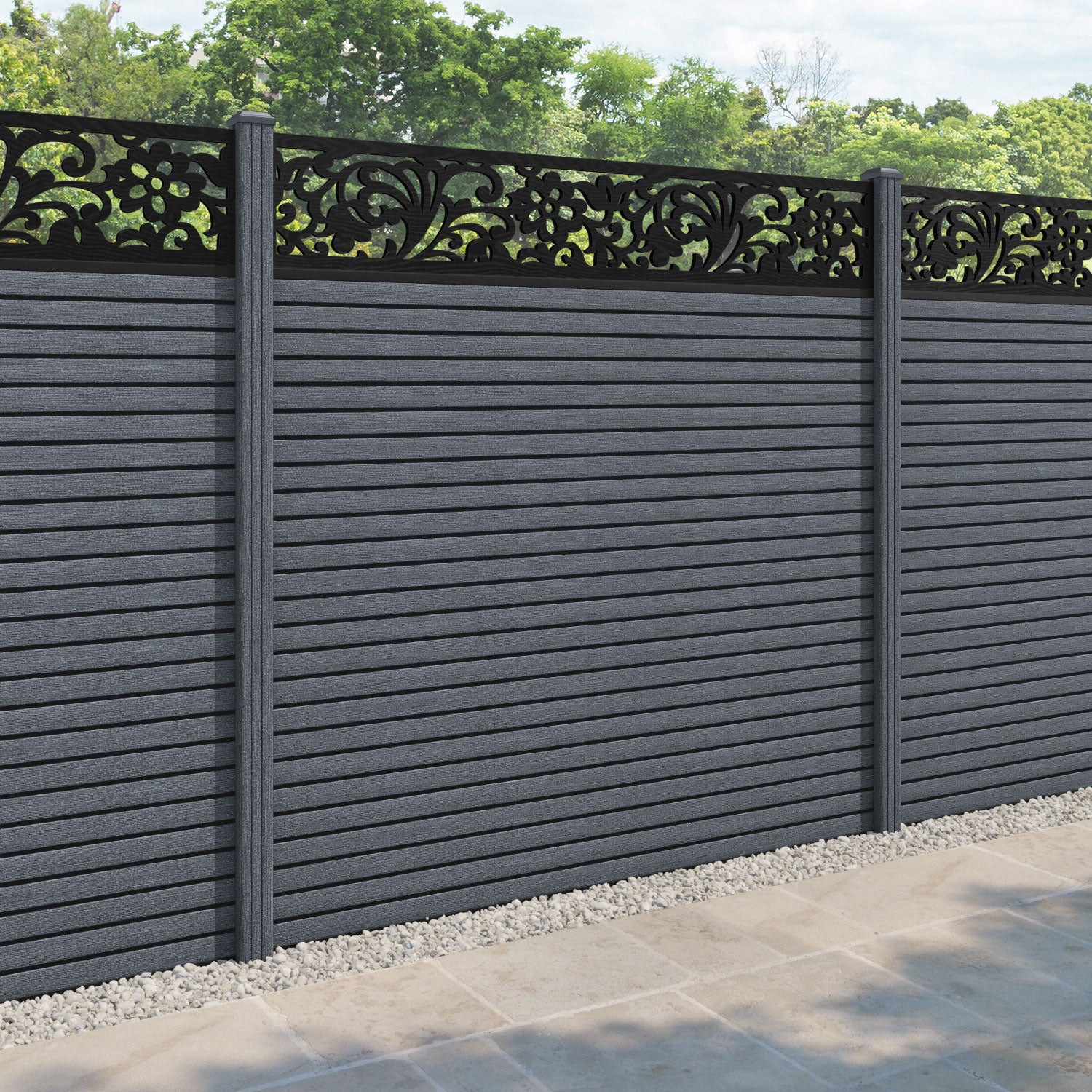 Hudson Eden Fence Panel - Anthracite - with our composite posts