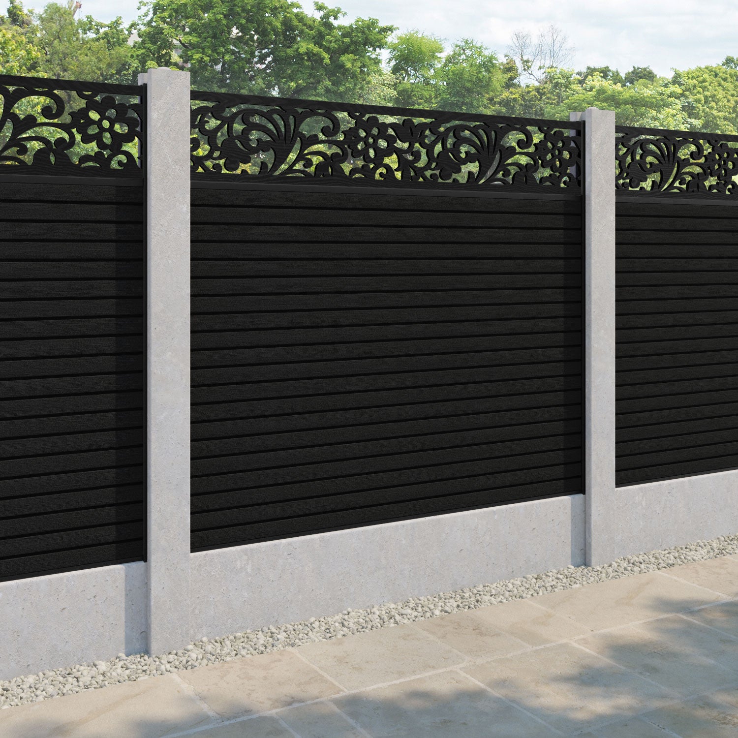 Hudson Eden Fence Panel - Black - for existing concrete posts