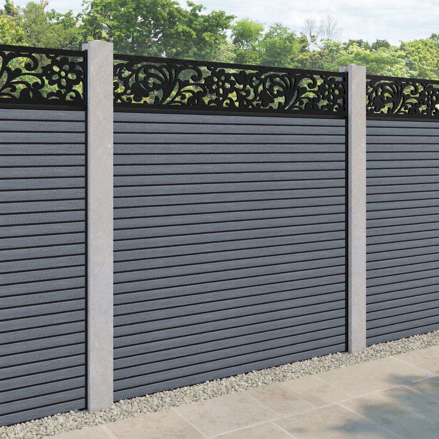 Hudson Eden Fence Panel - Anthracite - for existing concrete posts