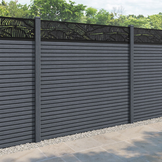Hudson Feather Fence Panel - Anthracite - with our composite posts