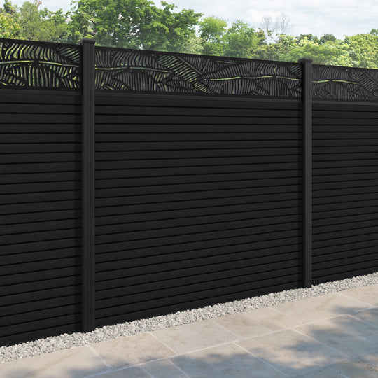 Hudson Feather Fence Panel - Black - with our composite posts