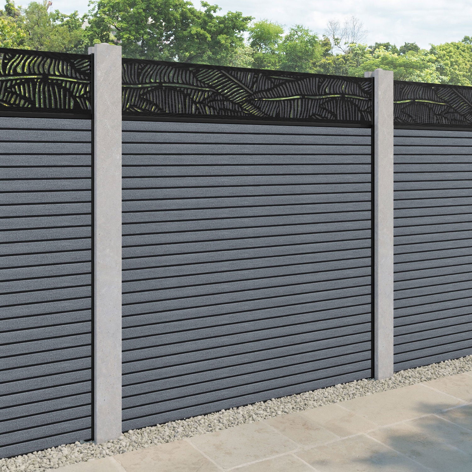 Hudson Feather Fence Panel - Anthracite - for existing concrete posts