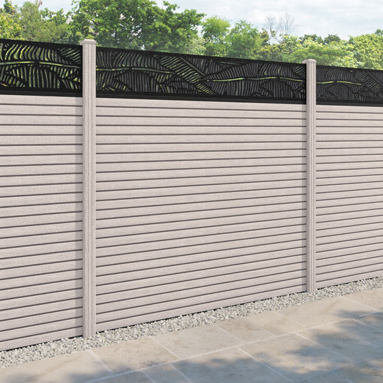Hudson Feather Fence Panel - Mid Stone - with our composite posts