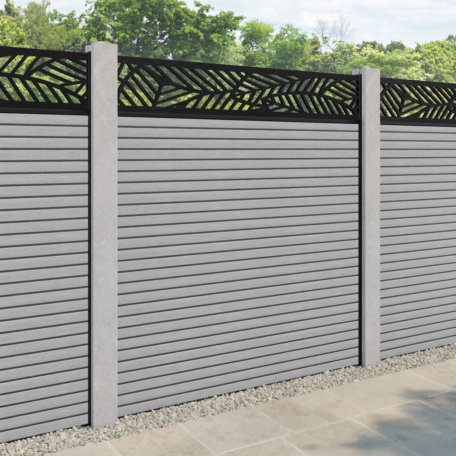Hudson Habitat Fence Panel - Light Grey - for existing concrete posts