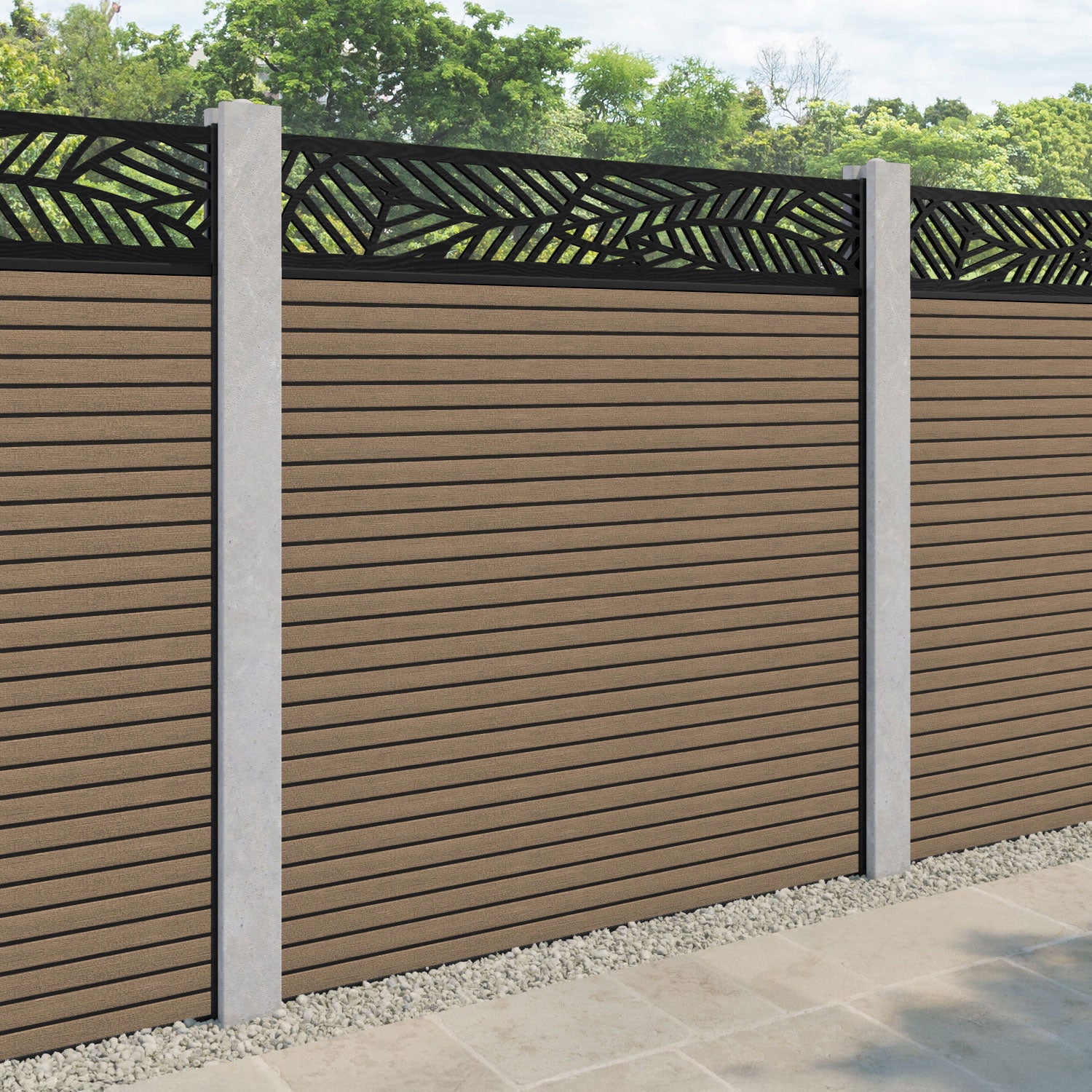 Hudson Habitat Fence Panel - Teak  - for existing concrete posts