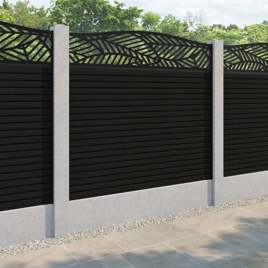 Hudson Habitat Curved Top Fence Panel - Black - for existing concrete posts