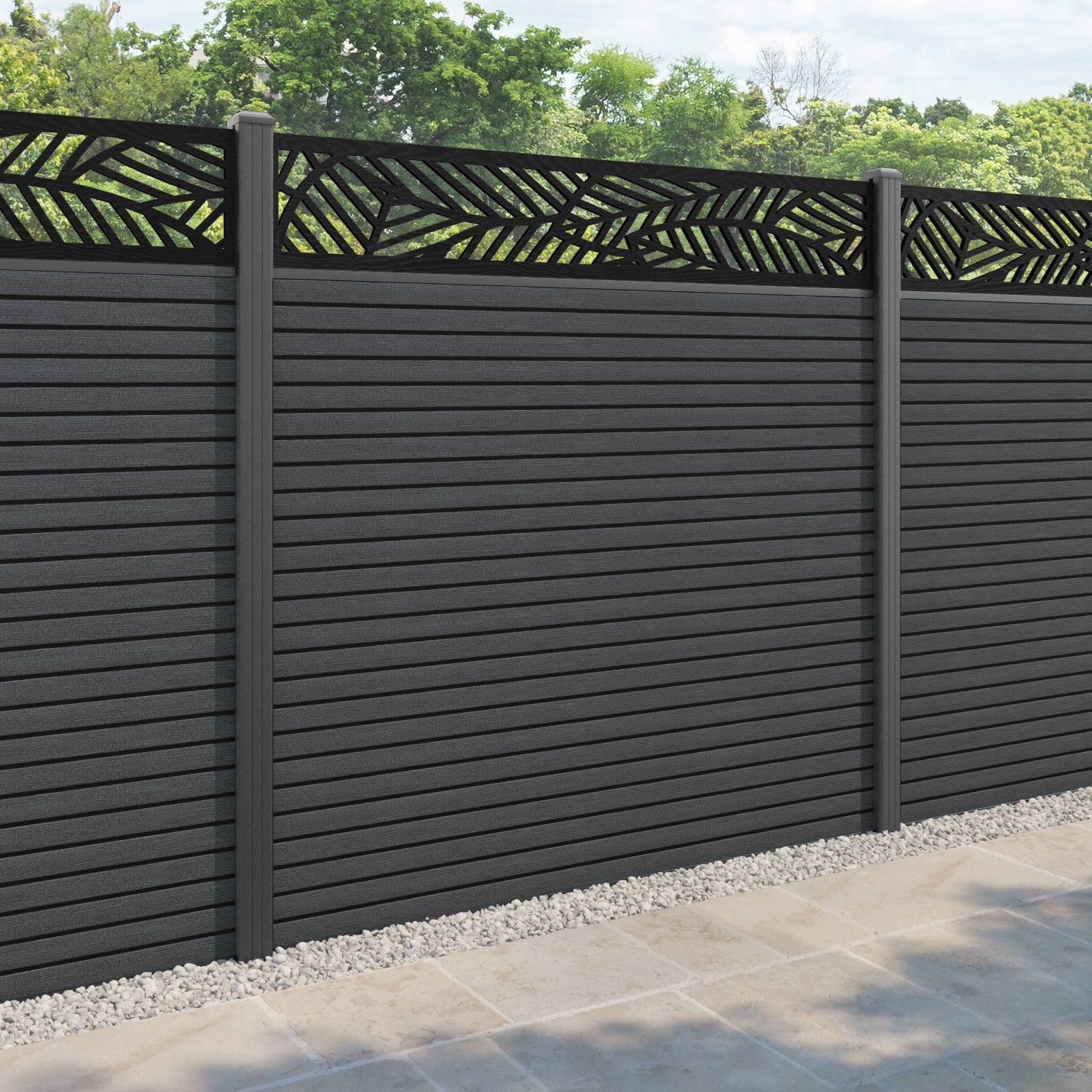 Hudson Habitat Fence Panel - Dark Grey - with our aluminium posts