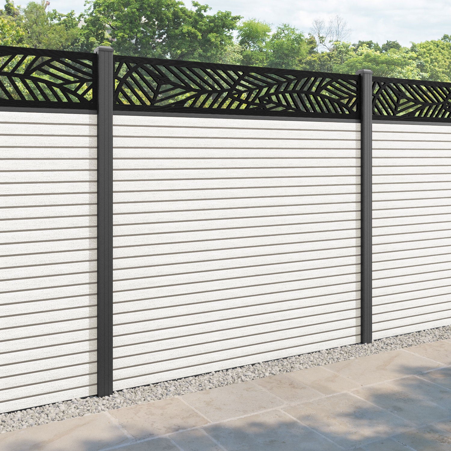 Hudson Habitat Fence Panel - Light Stone - with our aluminium posts