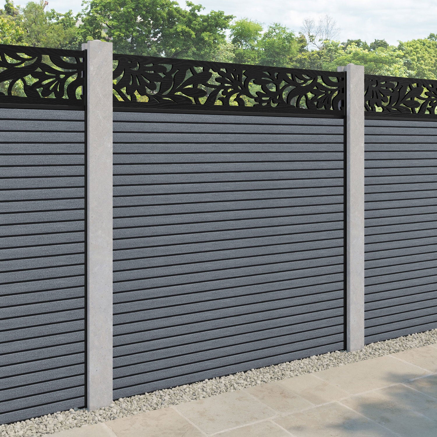 Hudson Heritage Fence Panel - Anthracite - for existing concrete posts
