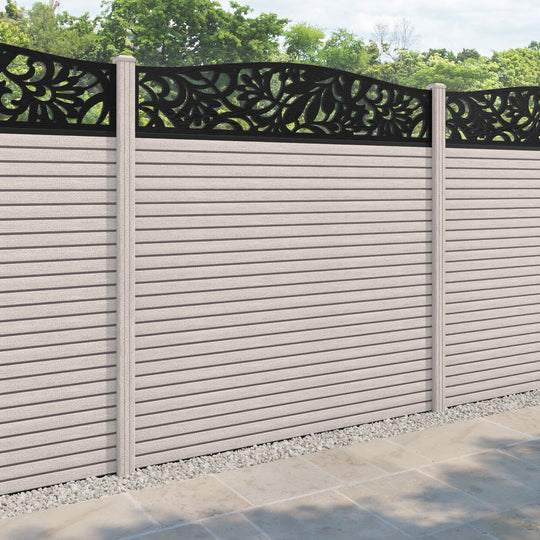 Hudson Heritage Curved Top Fence Panel - Mid Stone - with our composite posts