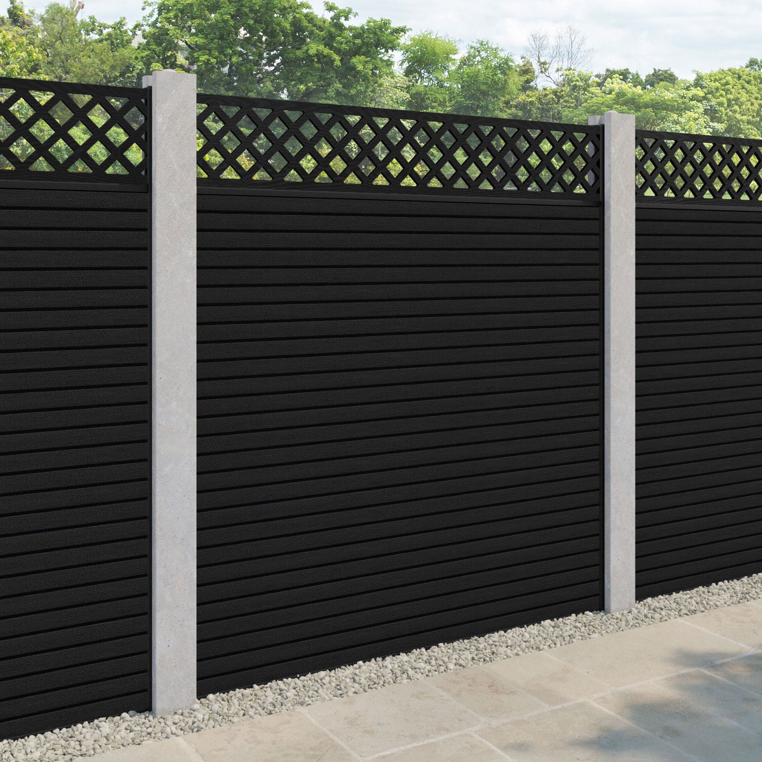 Hudson Hive Fence Panel - Black - for existing concrete posts