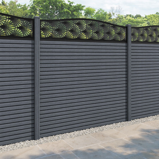 Hudson Laurel Curved Top Fence Panel - Anthracite - with our composite posts