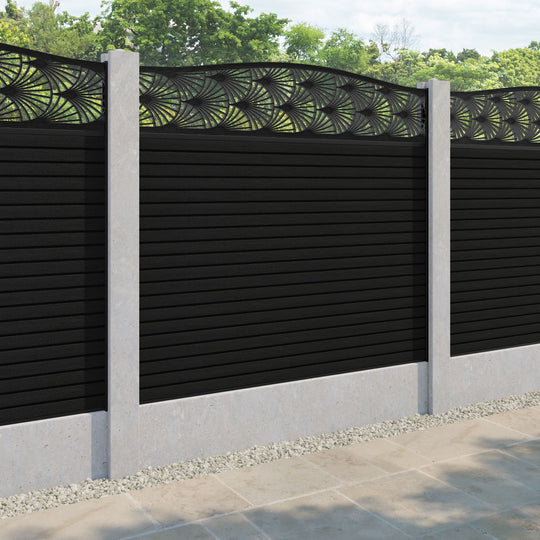 Hudson Laurel Curved Top Fence Panel - Black - for existing concrete posts