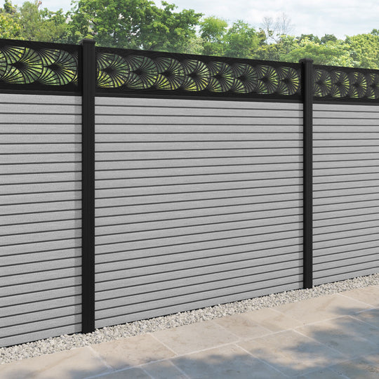 Hudson Laurel Fence Panel - Light Grey - with our aluminium posts