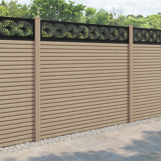 Hudson Laurel Fence Panel - Light Oak - with our composite posts