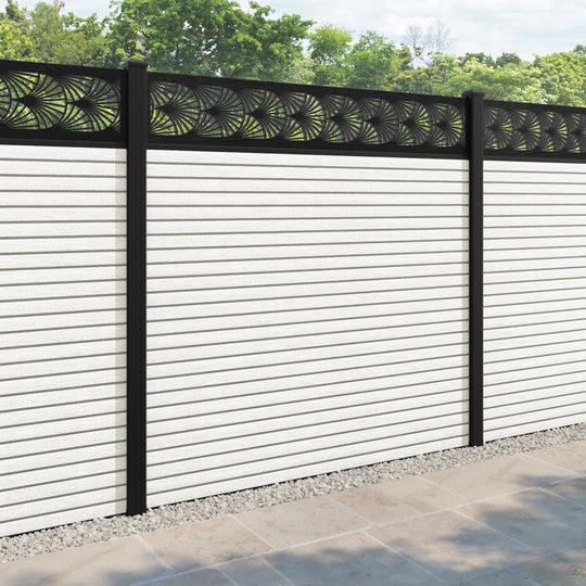Hudson Laurel Fence Panel - Light Stone - with our aluminium posts