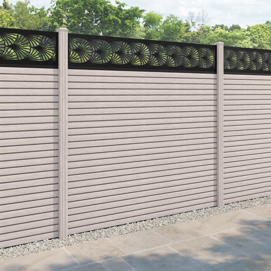 Hudson Laurel Fence Panel - Mid Stone - with our composite posts