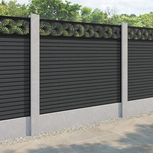 Hudson Laurel Fence Panel - Dark Grey - for existing concrete posts