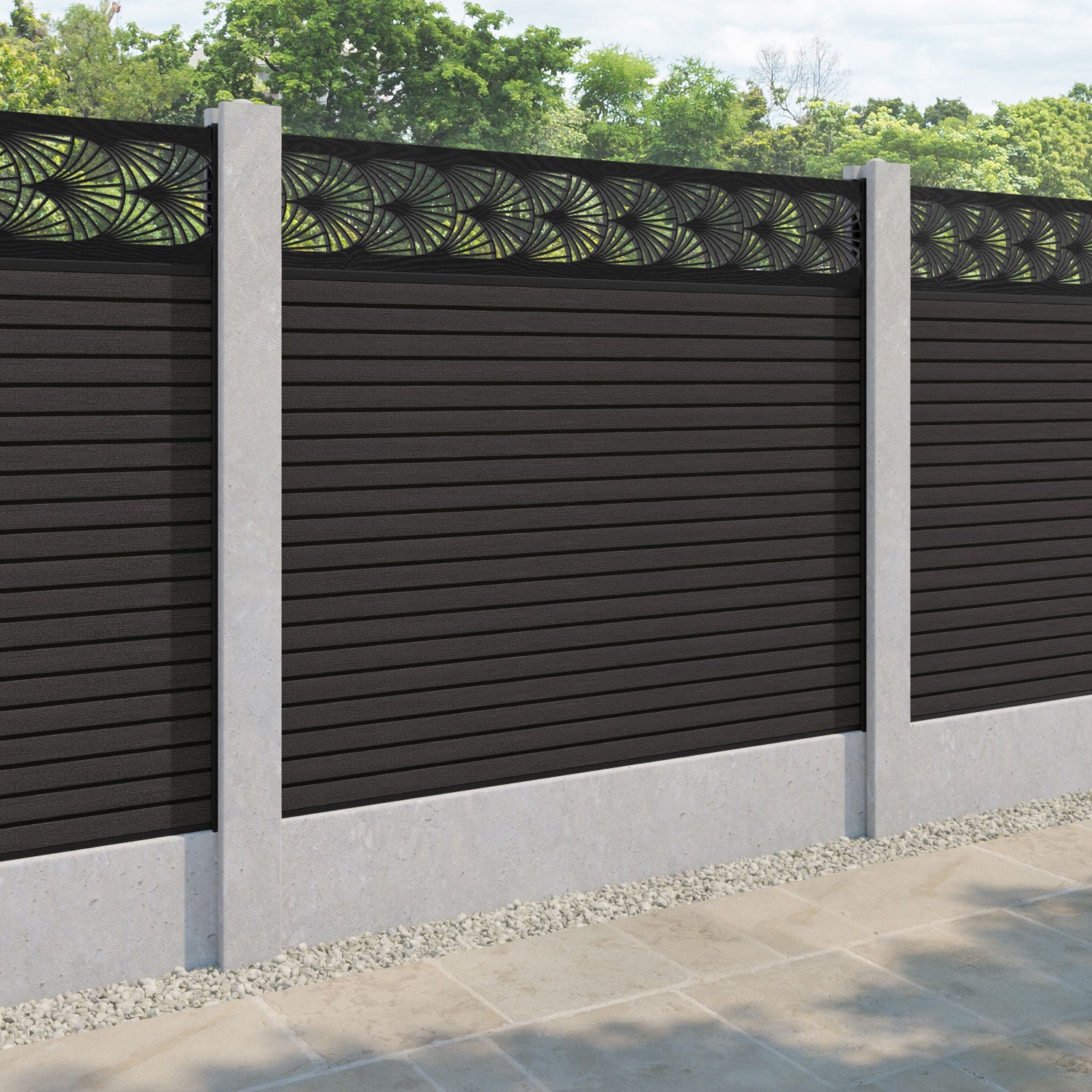 Hudson Laurel Fence Panel - Dark Oak - for existing concrete posts