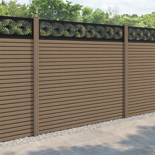 Hudson Laurel Fence Panel - Teak - with our composite posts