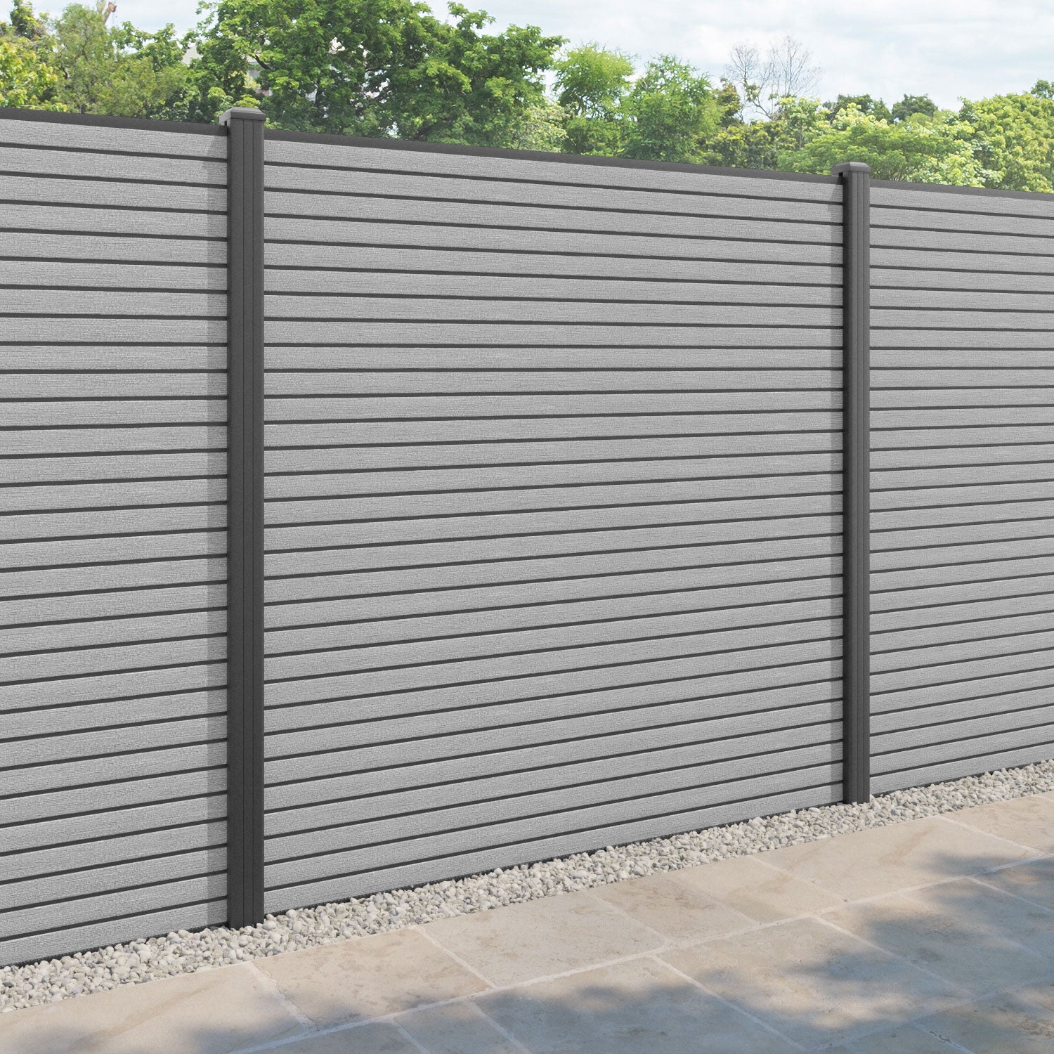 Hudson Fence Panel - Light grey - with our aluminium posts